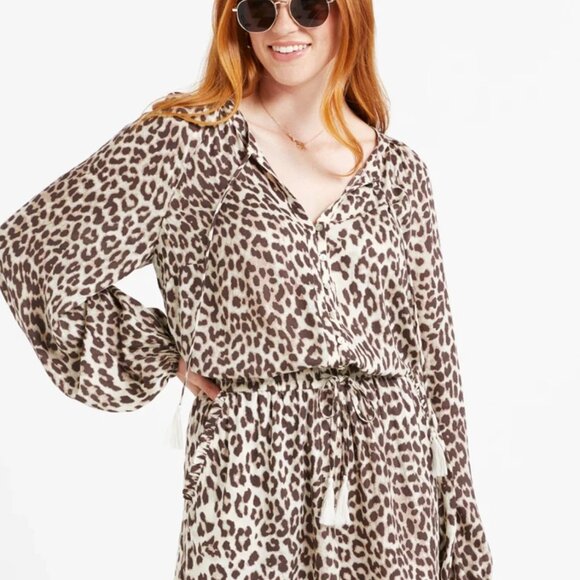 Leopard Print Cropped Button-Up Top | Sportsgirl AU | Size 4–6 | NWT - Picture 1 of 2